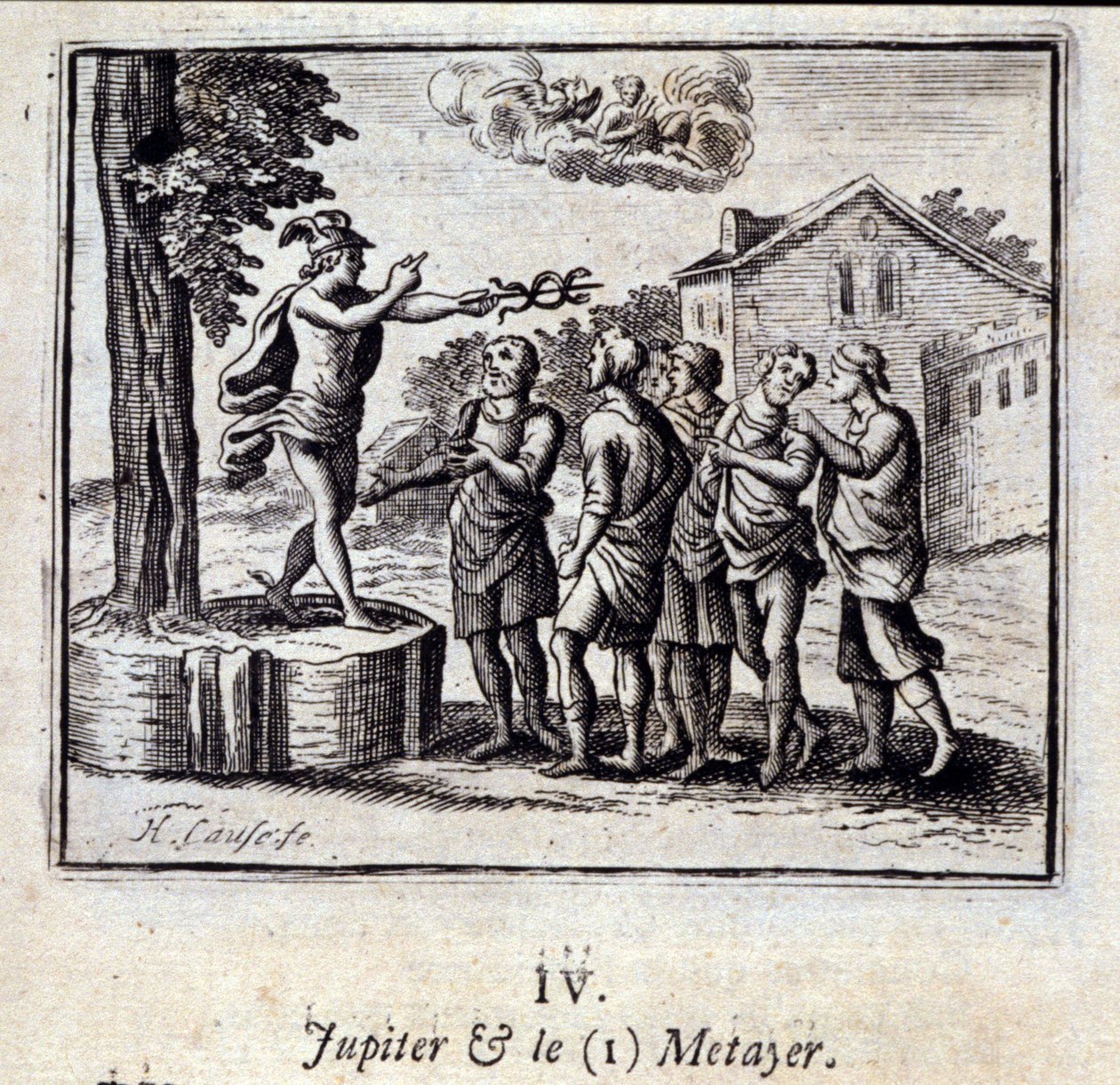 朱庇特和梅塔耶。Jean de La Fontaine (1621-95)的寓言。插图：François Chauveau（1613-1676）。1728年的版本。 作者 弗朗索瓦·夏维