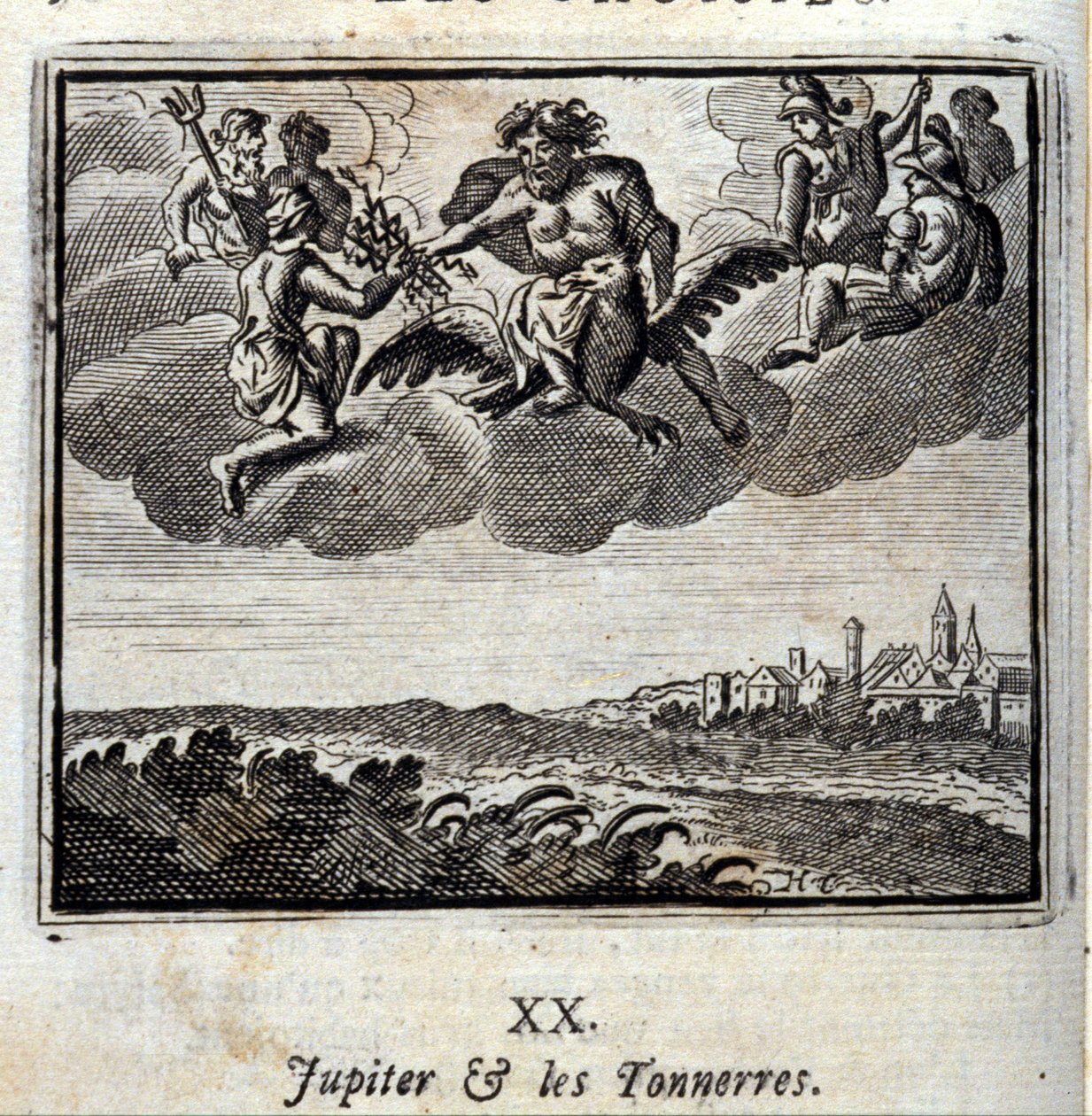 Jupiter and the Thunners.Jean de La Fontaine（1621-95）的寓言。插图：François Chauveau（1613-1676）。1728年的版本。 作者 弗朗索瓦·夏维