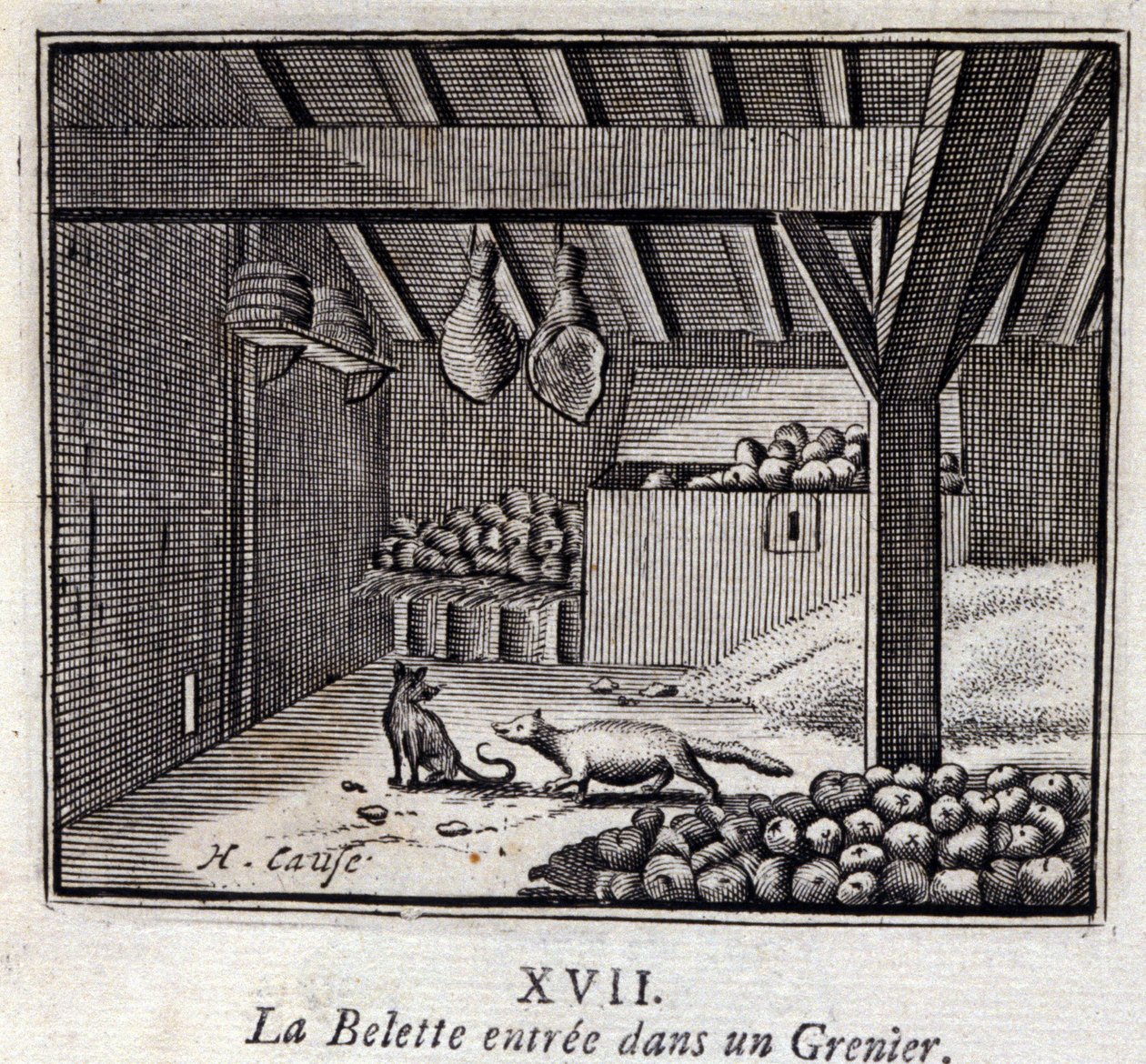 拉瓦塞特进入格雷尼耶。Jean de La Fontaine (1621-95)的寓言。插图：François Chauveau（1613-1676）。1728年的版本。 作者 弗朗索瓦·夏维