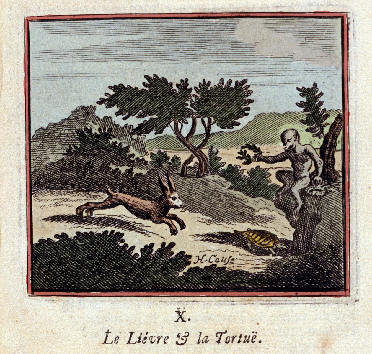 兔子和乌龟--让-德-拉封丹（1621-1695）的寓言--弗朗索瓦-肖沃（1613-1676）的插图--1728年版 作者 弗朗索瓦·夏维
