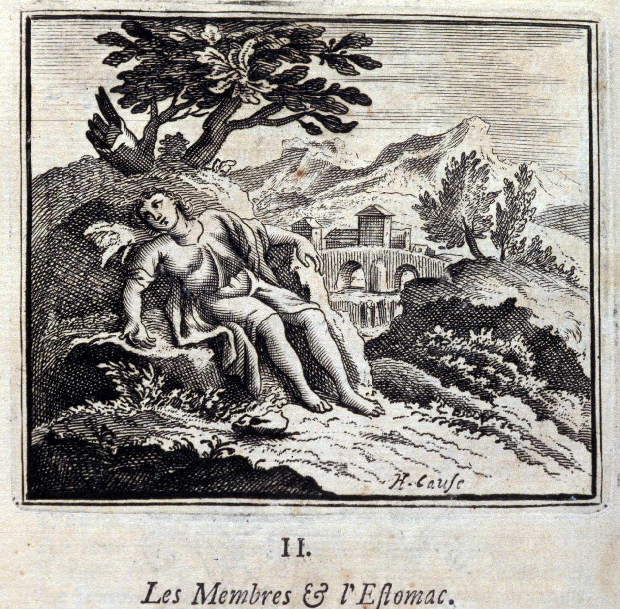 成员和胃。Jean de La Fontaine (1621-95)的寓言。插图：François Chauveau（1613-1676）。1728年的版本。 作者 弗朗索瓦·夏维