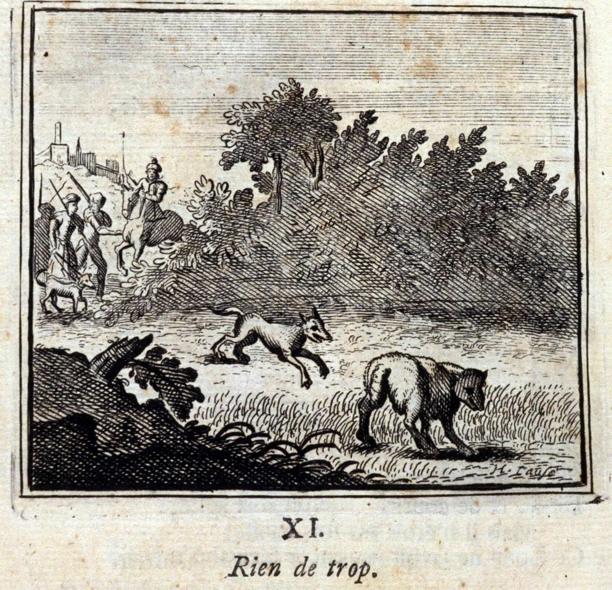 没有什么太多。Jean de La Fontaine (1621-95)的寓言。插图：François Chauveau（1613-1676）。1728年的版本。 作者 弗朗索瓦·夏维