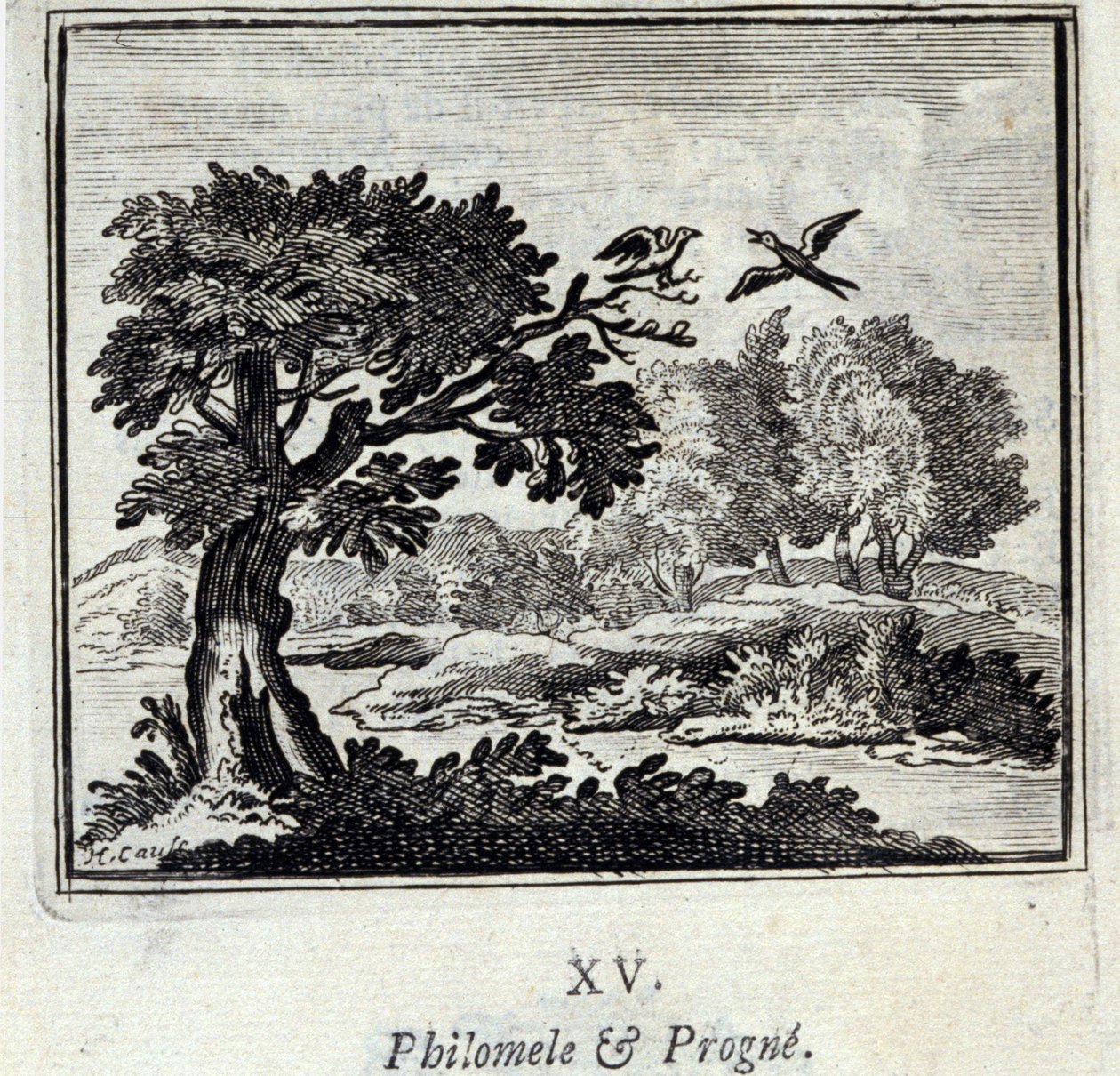 菲洛梅尔和普罗格内。Jean de La Fontaine (1621-95)的寓言。插图：François Chauveau（1613-1676）。1728年的版本。 作者 弗朗索瓦·夏维