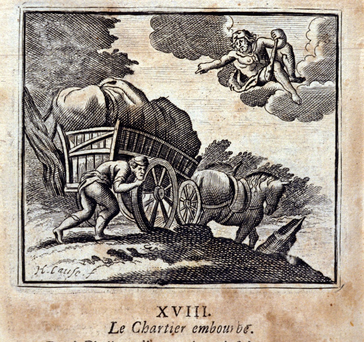 夏尔蒂亚人在烦扰。Jean de La Fontaine (1621-95)的寓言。插图：弗朗索瓦-肖沃（1613-1676）。1728年的版本。 作者 弗朗索瓦·夏维