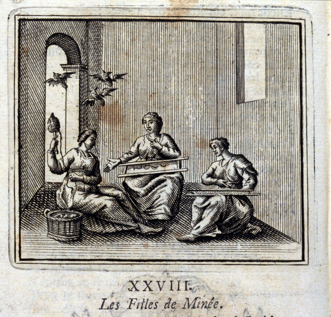 米尼的女儿们。Jean de La Fontaine (1621-95)的寓言。插图：François Chauveau（1613-1676）。1728年的版本。 作者 弗朗索瓦·夏维