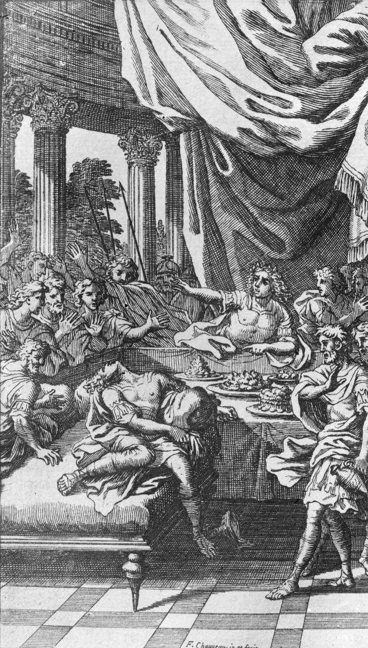 英国人的死亡，来自Jean Racine的“Britannicus”（1669），于1676年出版 作者 弗朗索瓦·夏维