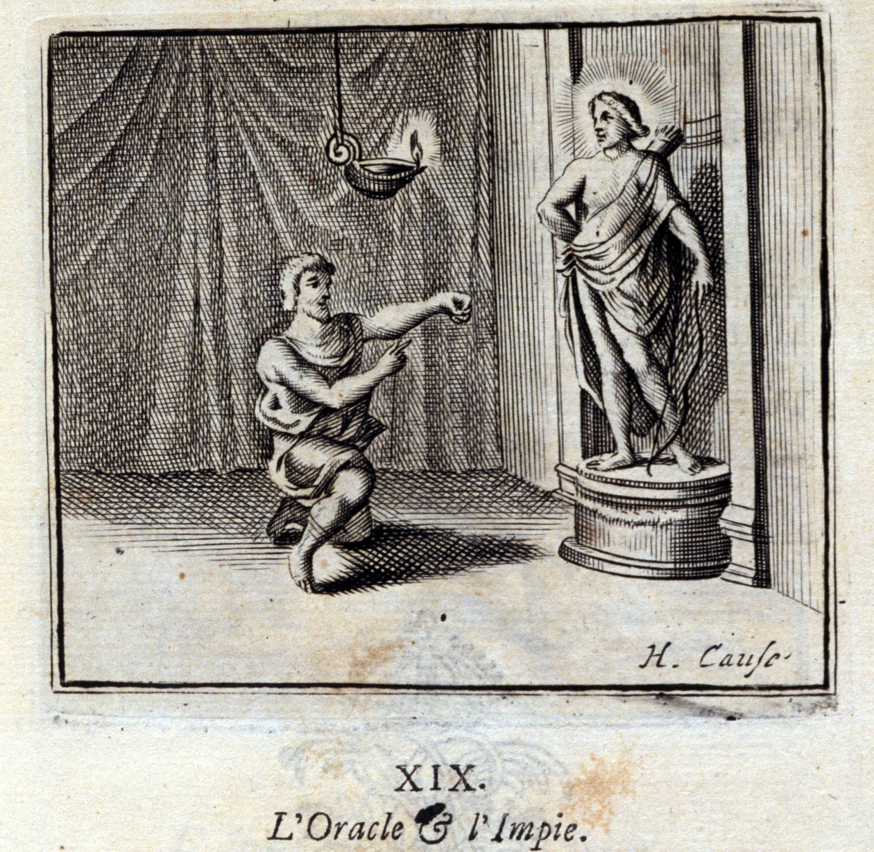 神谕与非神的人。Jean de La Fontaine (1621-95)的寓言。插图：François Chauveau（1613-1676）。1728年的版本。 作者 弗朗索瓦·夏维