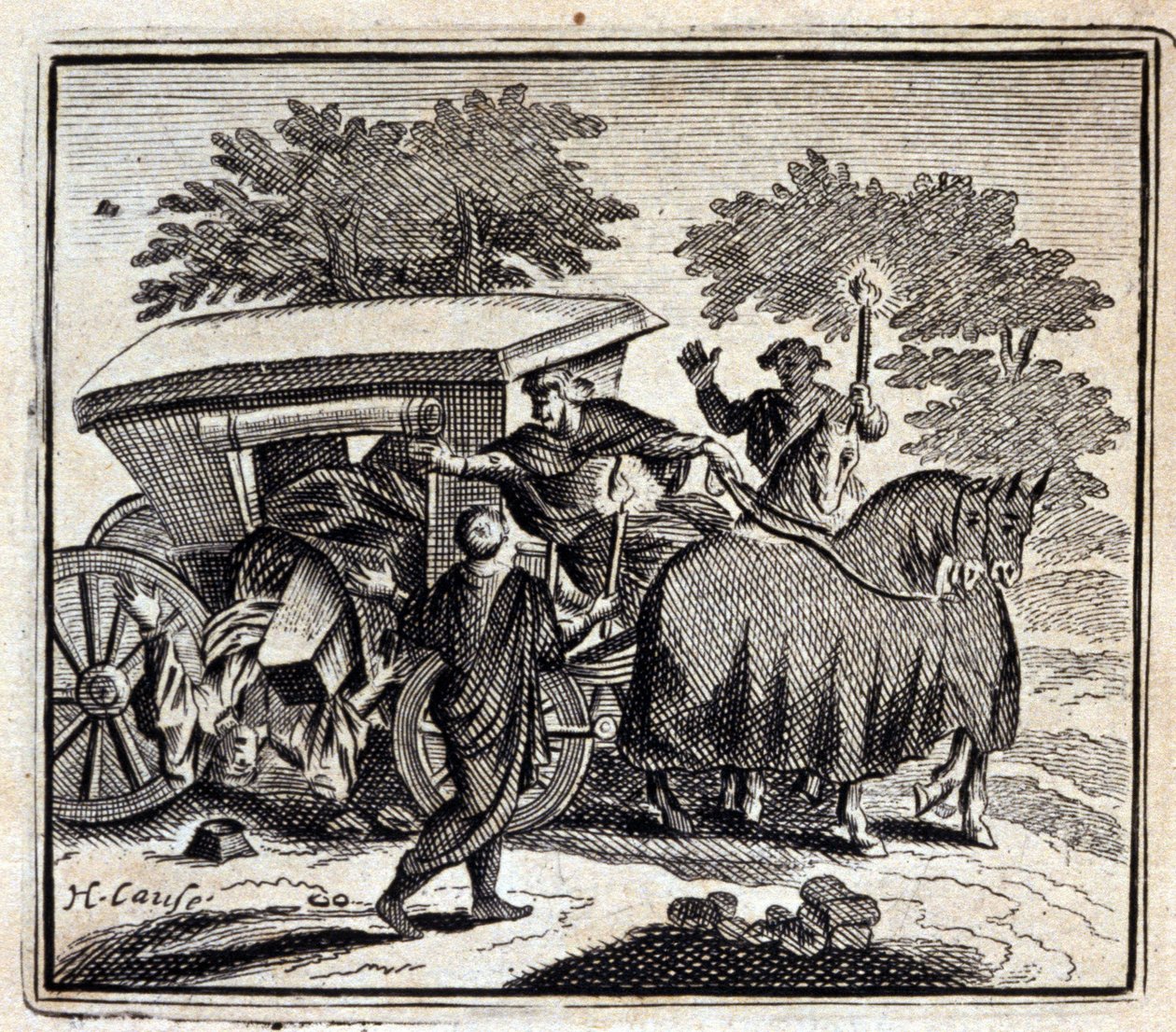 治愈和死亡。Jean de La Fontaine (1621-95)的寓言。插图：François Chauveau（1613-1676）。1728年的版本。 作者 弗朗索瓦·夏维