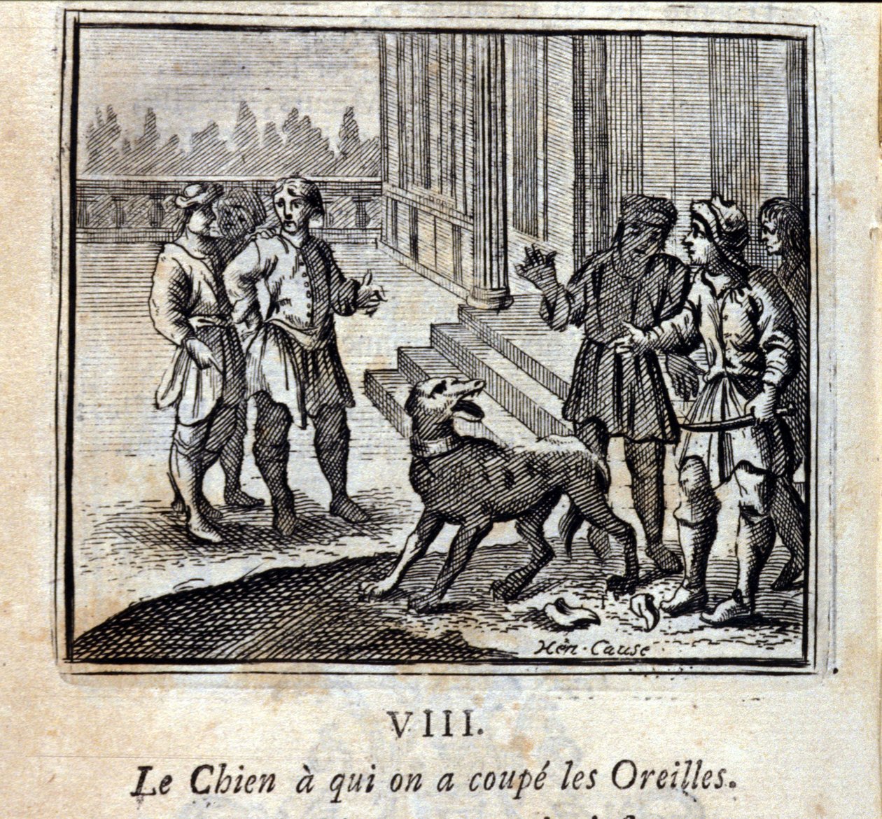 我们把狗的耳朵割下来。让-德-拉封丹（1621-95）的寓言。插图：François Chauveau（1613-1676）。1728年的版本。 作者 弗朗索瓦·夏维