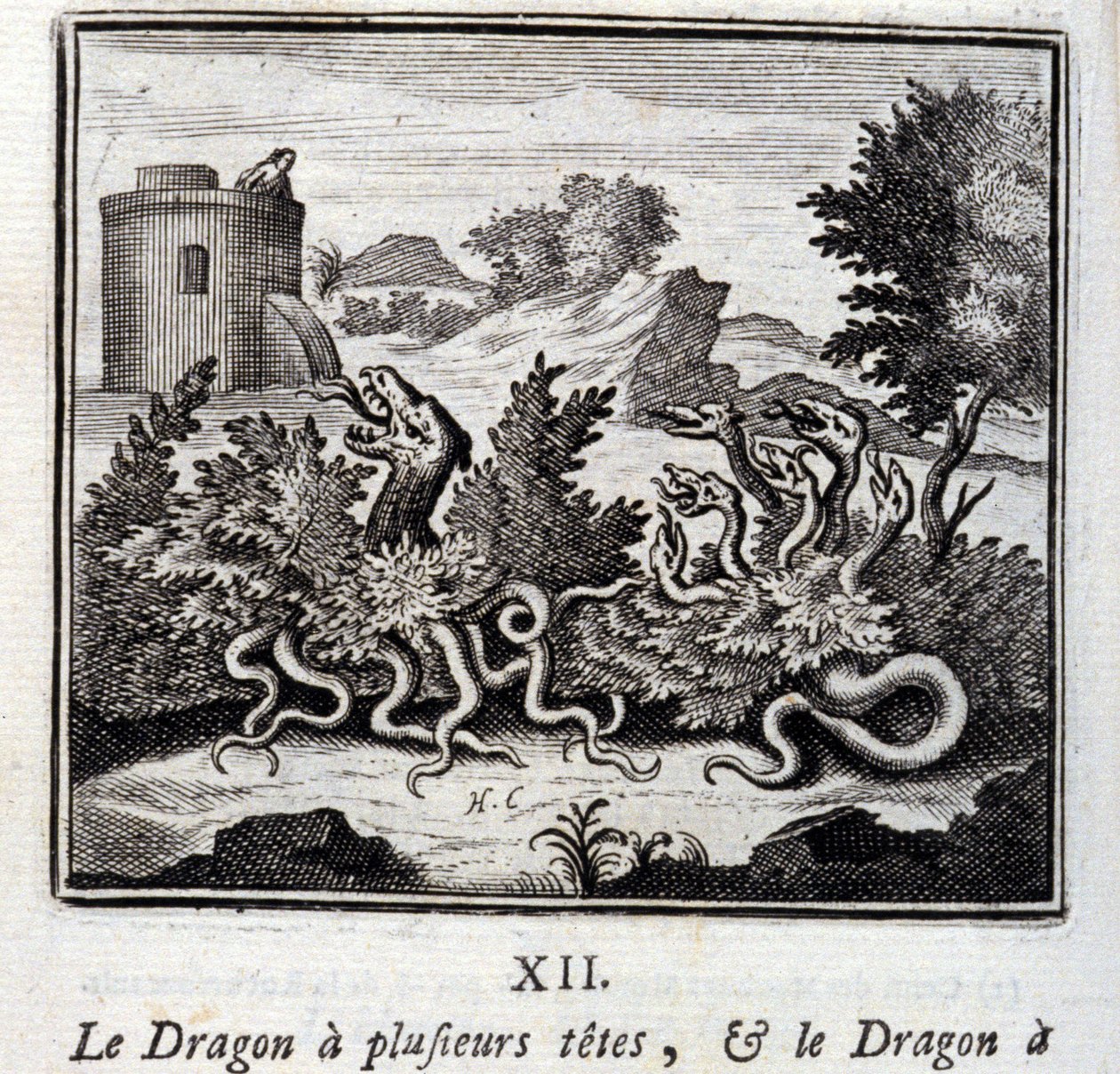 龙有几个头，龙有几条尾。让-德-拉封丹（1621-95）的寓言。插图：François Chauveau（1613-1676）。1728年的版本。 作者 弗朗索瓦·夏维