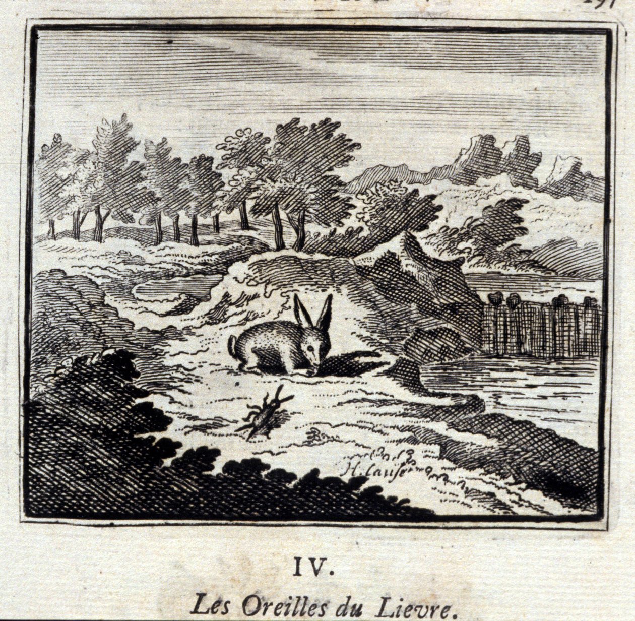 利弗尔的耳朵。Jean de La Fontaine (1621-95)的寓言。插图：François Chauveau（1613-1676）。1728年的版本。 作者 弗朗索瓦·夏维