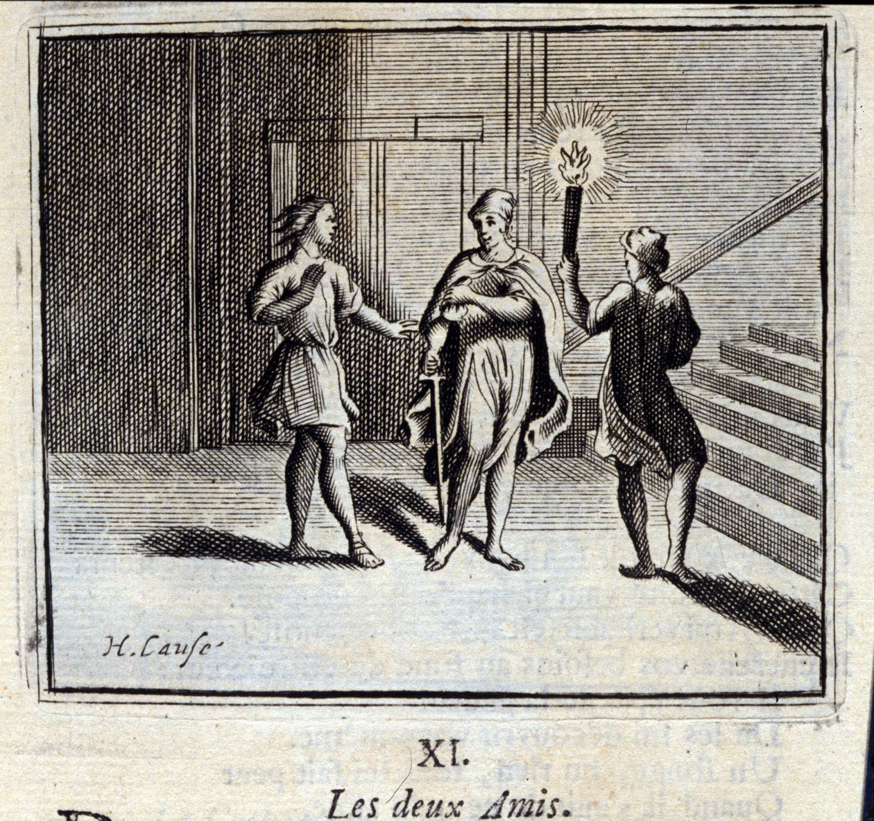 两个朋友Jean de La Fontaine (1621-95)的寓言。插图：François Chauveau（1613-1676）。1728年的版本。 作者 弗朗索瓦·夏维