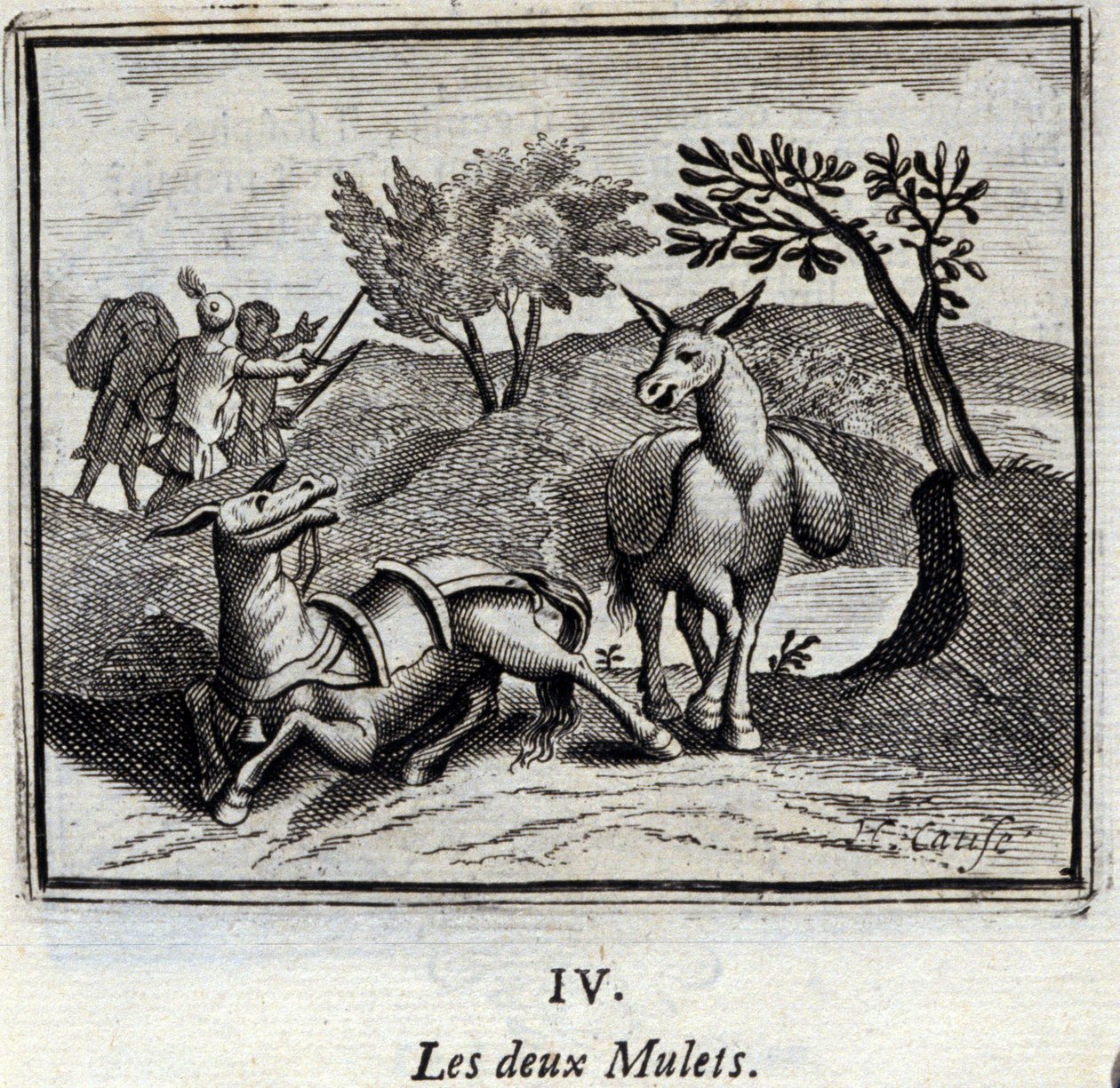 两只骡子Jean de La Fontaine (1621-95)的寓言。插图：François Chauveau（1613-1676）。1728年的版本。 作者 弗朗索瓦·夏维