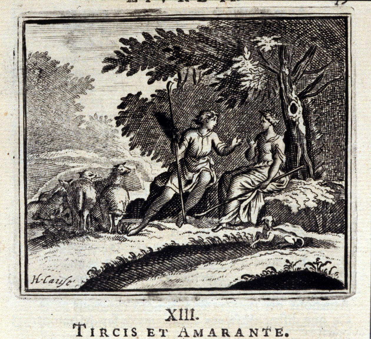 提尔西斯和马齿苋。Jean de La Fontaine (1621-95)的寓言。插图：François Chauveau（1613-1676）。1728年的版本。 作者 弗朗索瓦·夏维