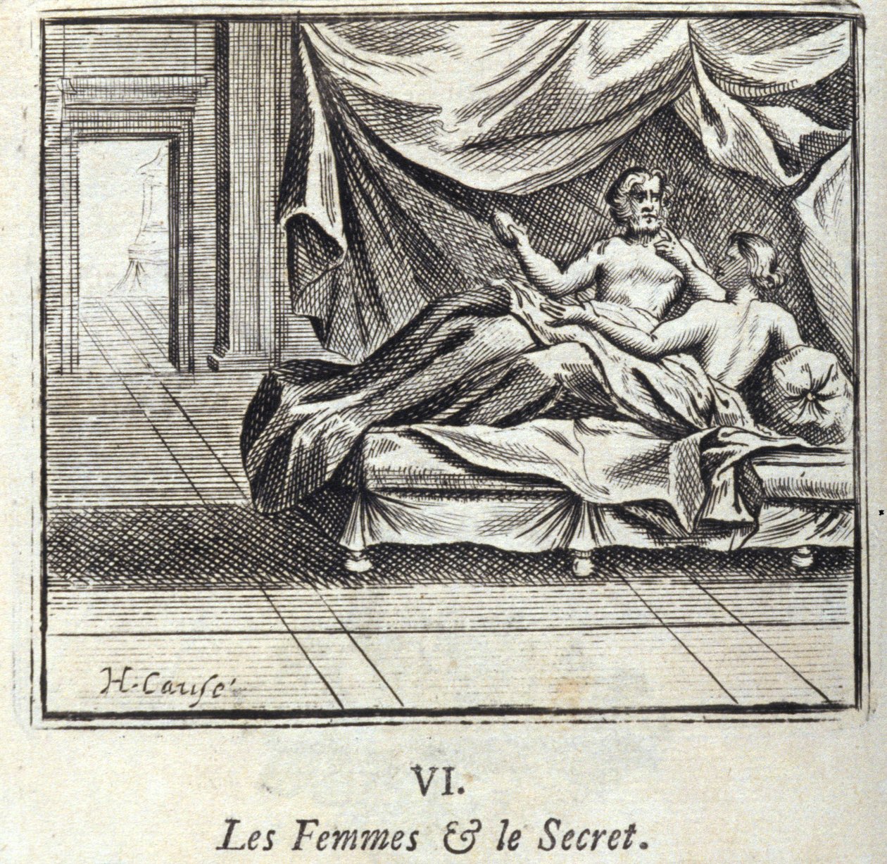 妇女与秘密。Jean de La Fontaine (1621-95)的寓言。插图：François Chauveau（1613-1676）。1728年的版本。 作者 弗朗索瓦·夏维