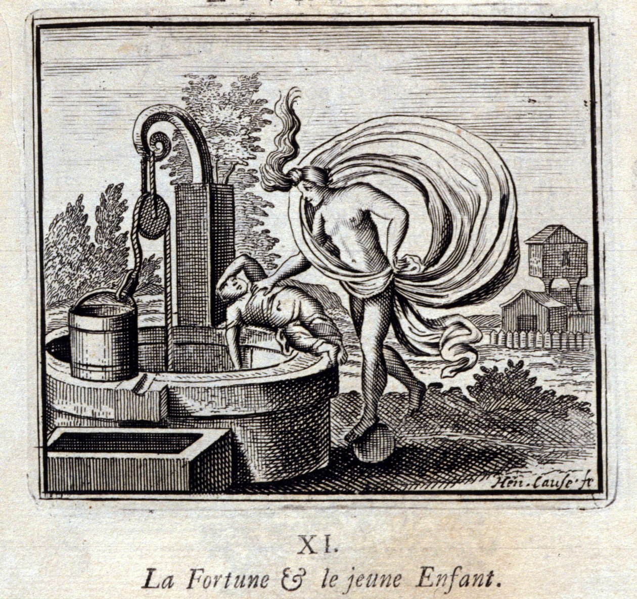 财富》和《幼童》。Jean de La Fontaine (1621-95)的寓言。插图：François Chauveau（1613-1676）。1728年的版本。 作者 弗朗索瓦·夏维