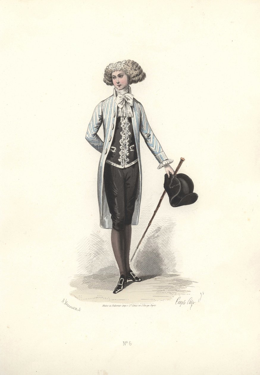 Elegant man in striped coat, era of Marie Antoinette. 作者 弗朗索瓦·克劳迪乌斯·康特杯