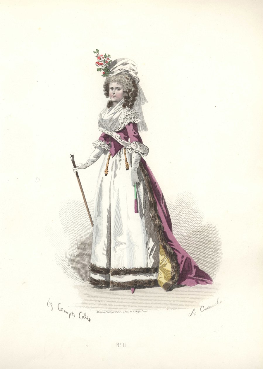 Woman in fur-trimmed outfit, era of Marie Antoinette. 作者 弗朗索瓦·克劳迪乌斯·康特杯