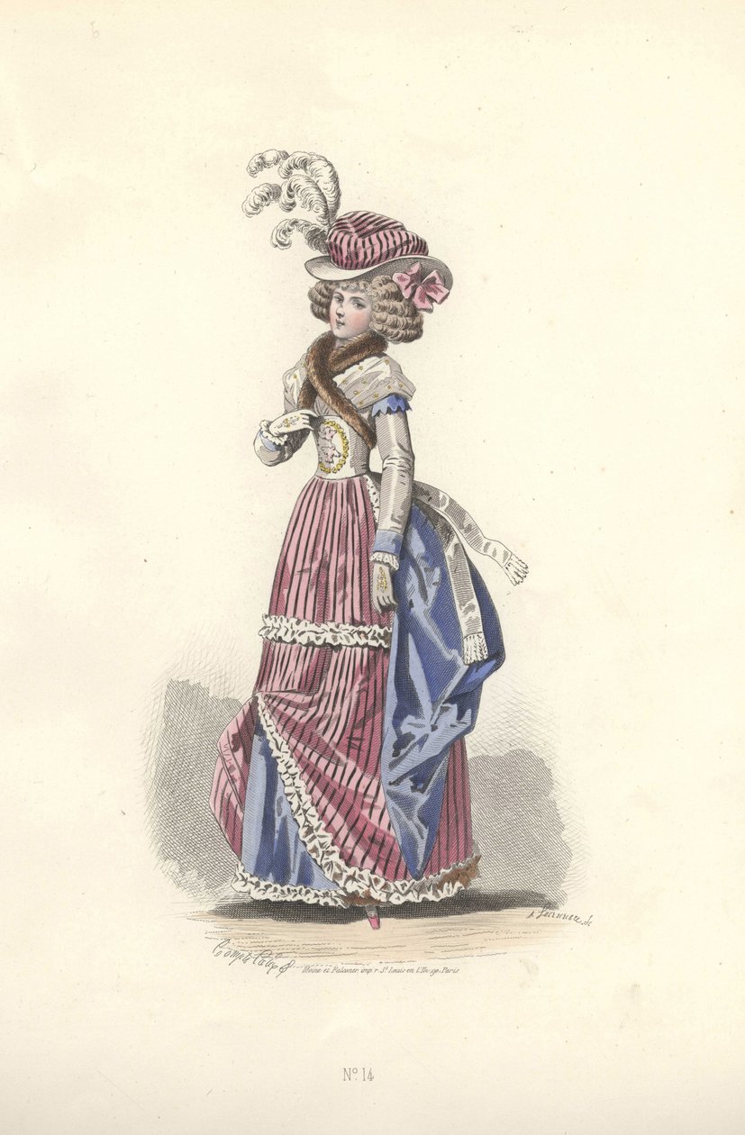 Woman in tricolor outfit, era of Marie Antoinette. 作者 弗朗索瓦·克劳迪乌斯·康特杯