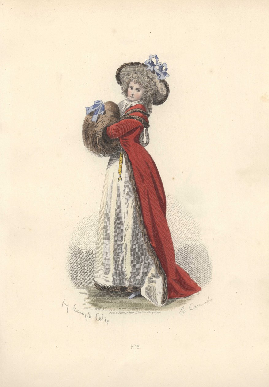 Woman with large fur muff, era of Marie Antoinette. 作者 弗朗索瓦·克劳迪乌斯·康特杯
