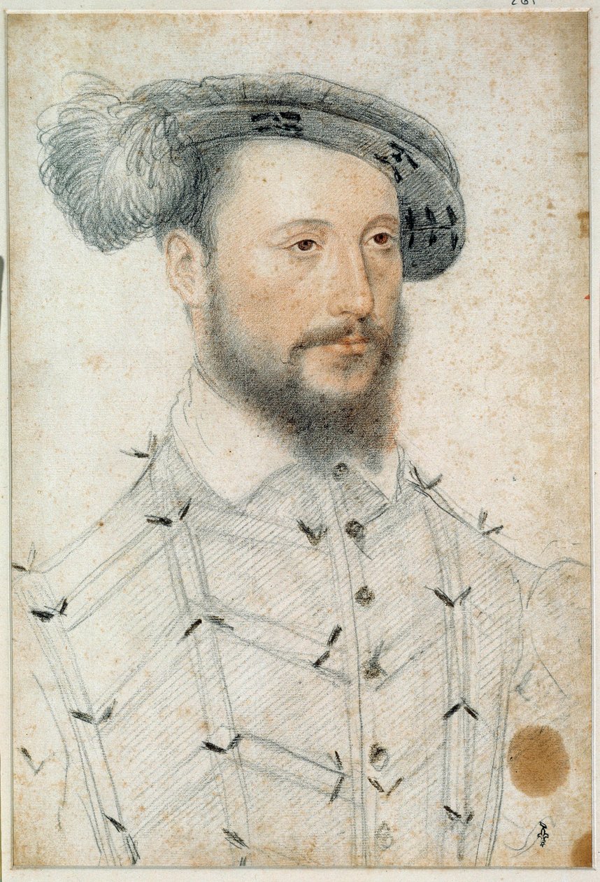Antoine de Halluin 的肖像，Piennes 领主（1505 - 1553）。 克鲁埃·弗朗索瓦（Clouet Francois，1515-1572 年）绘制的血黑色石头 作者 弗朗索瓦·克鲁埃