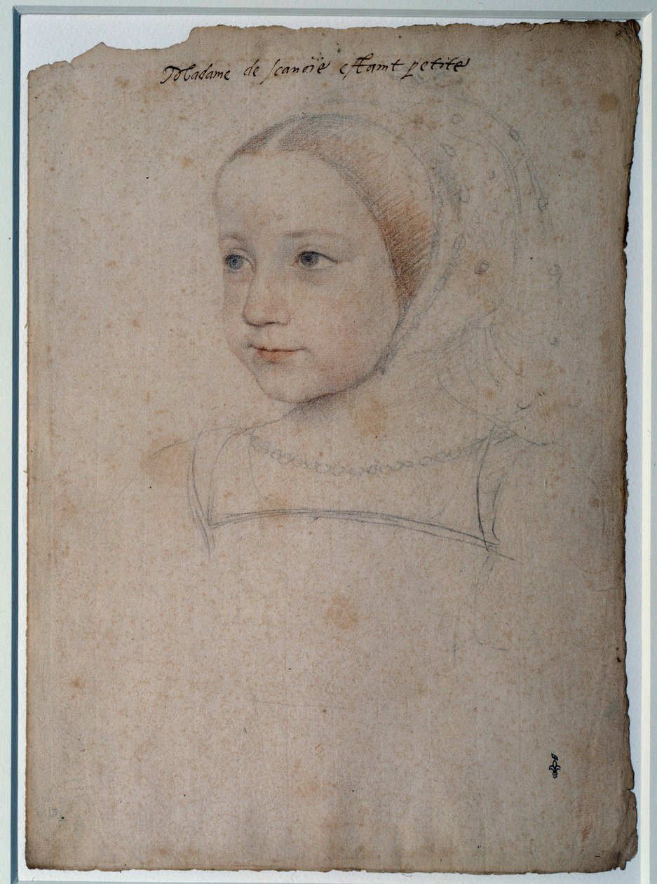 玛格丽特·德·法兰西（1523-1574 年）的孩子，萨伏伊公爵夫人弗朗索瓦一世的女儿 弗朗索瓦·克鲁埃（1515-1572 年）16 世纪尚蒂伊，孔德博物馆，用黑色石头绘画，用水彩增强血液 作者 弗朗索瓦·克鲁埃
