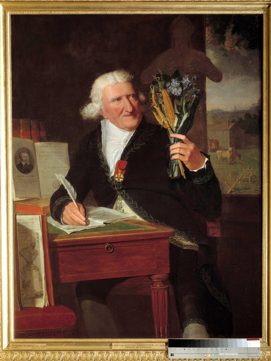 安托万·奥古斯丁 (Antoine Augustin) 的肖像，巴伦蒂埃男爵 (Baron Parmentier，1737-1813 年) 戴着荣誉勋章的农艺师代表。 弗朗索瓦·杜蒙·艾恩 (1751-1831) 的画作，1812 年 1,30 x 0,90 m - Antoine Augustin 的肖像，Baron Parmentier (1737-1813)，法国 作者 弗朗索瓦·杜蒙