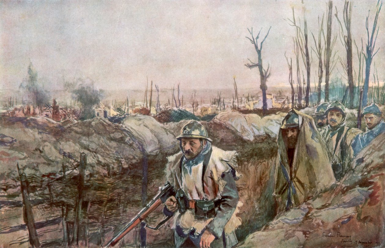 1915年12月18日，法国Artois，Souchez村的法国海沟，1926年。 作者 弗朗索瓦·弗拉蒙