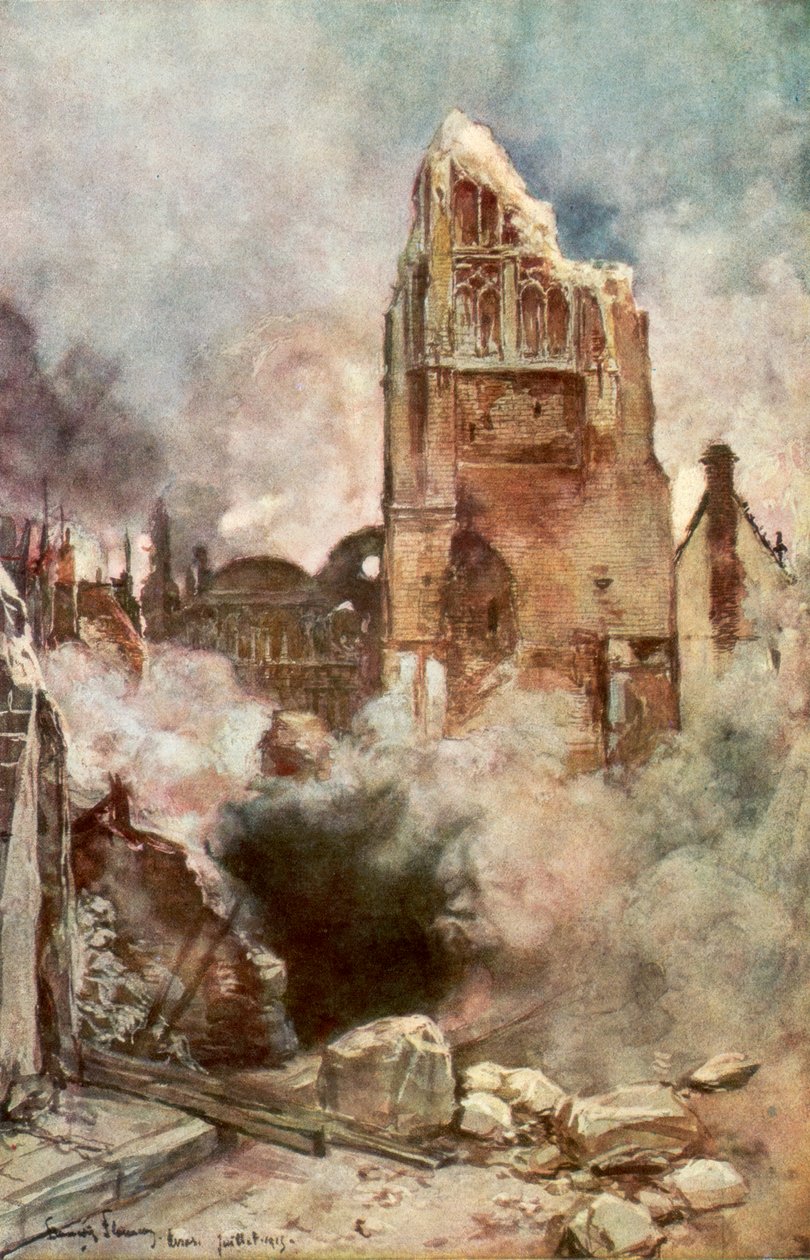 1915年7月，法国阿拉斯，钟楼的轰炸，1926年。 作者 弗朗索瓦·弗拉蒙