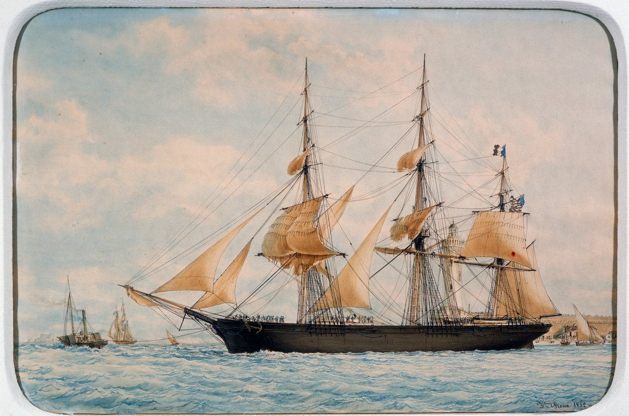 纽约海洋先驱报》快船，Francois Roux（1811-1882），水彩画。 作者 弗朗索瓦·若弗鲁瓦·鲁