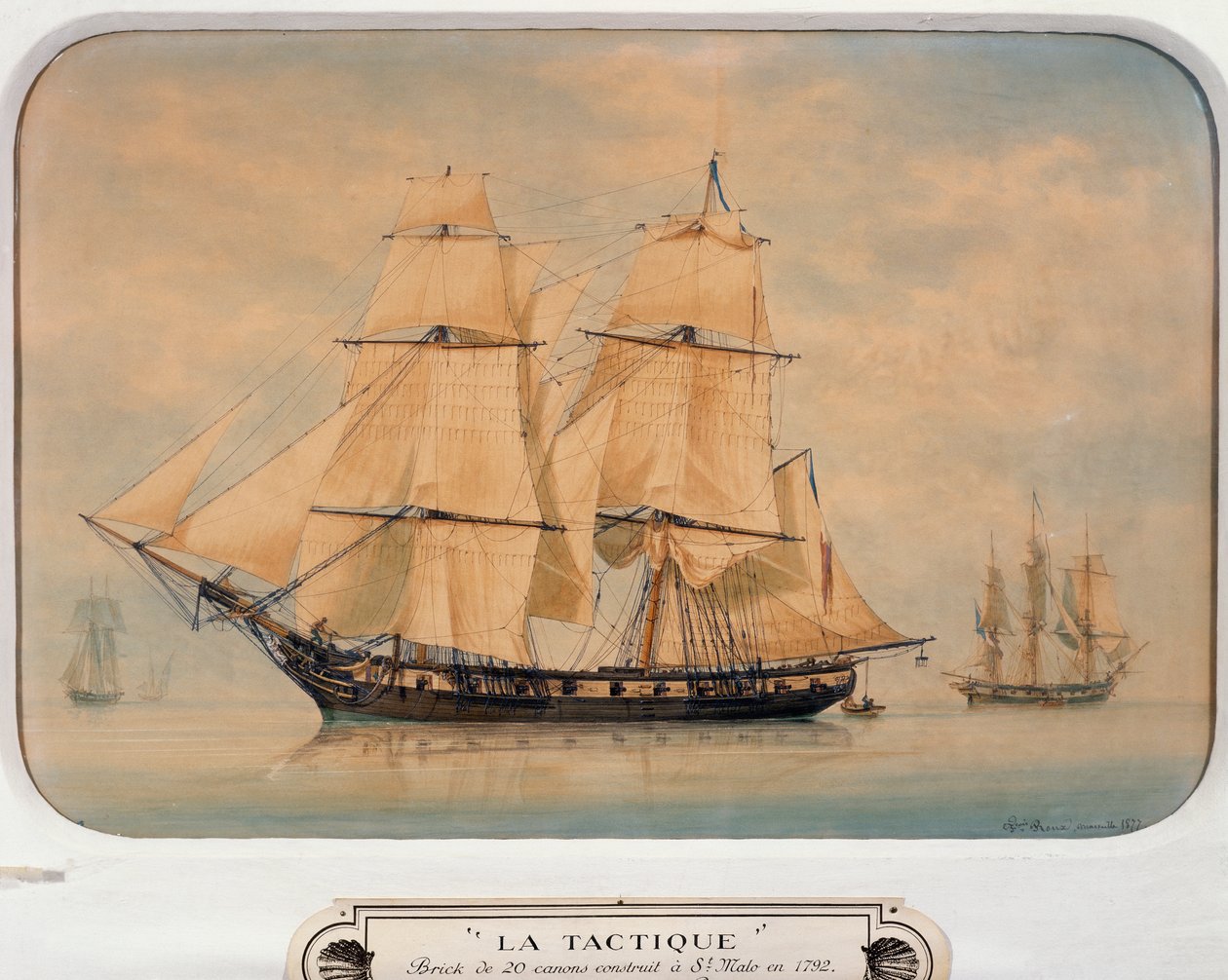 Tactique双桅船，建于1792年，由Francois Roux（1811-1882）建造，法国 作者 弗朗索瓦·若弗鲁瓦·鲁