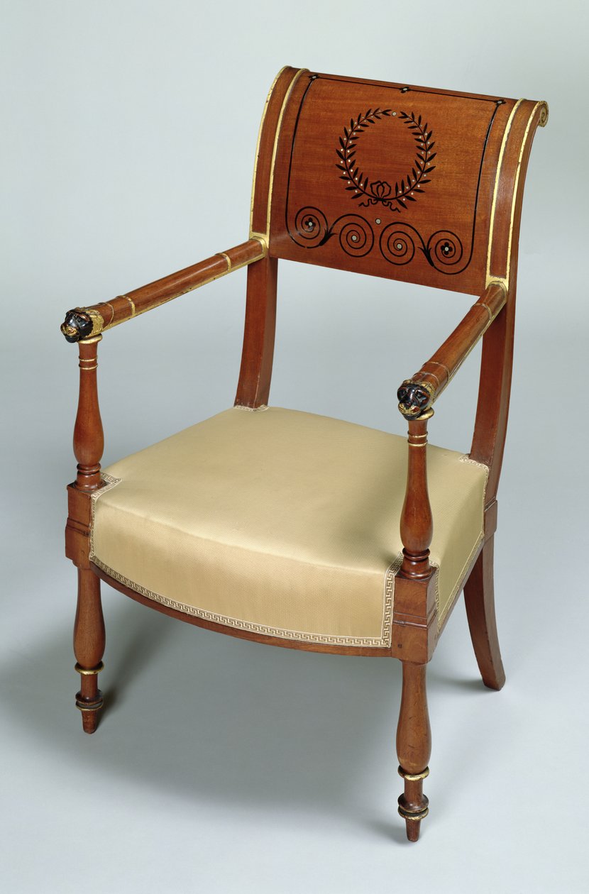 枫丹白露扶手椅，1796-1803（桃花心木） 作者 弗朗索瓦·奥诺雷·乔治·雅各布·德斯马尔特