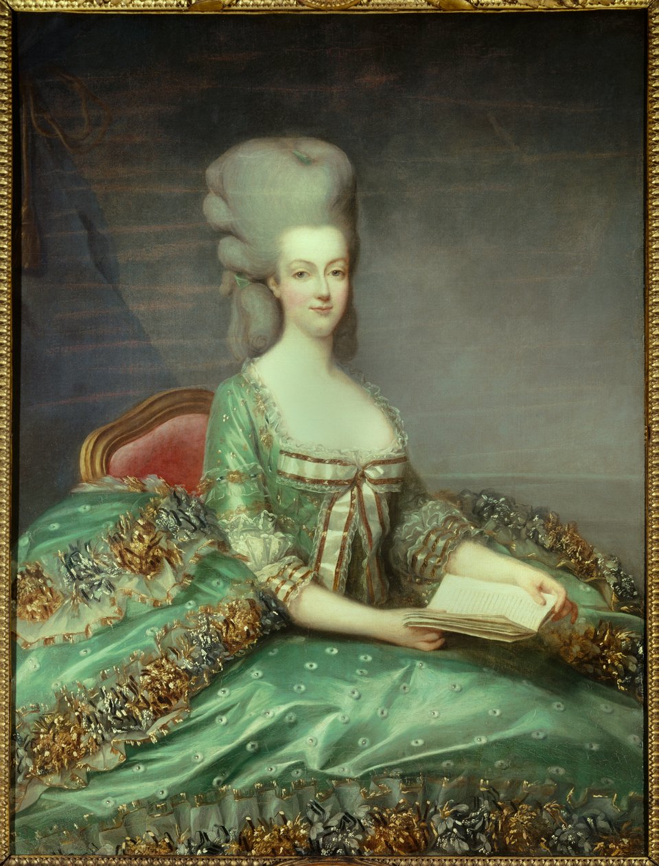 玛丽·安托瓦内特 (1755-1793) 法国王后的肖像 这幅肖像于 1781 年由女王送给她的忏悔神父。弗朗索瓦·休伯特·德鲁埃 (1727-1775) 的画作 18 世纪私人收藏 - 玛丽·安托瓦内特 (1755-1793) 的肖像， 弗拉女王 作者 弗朗索瓦·休伯特·杜埃