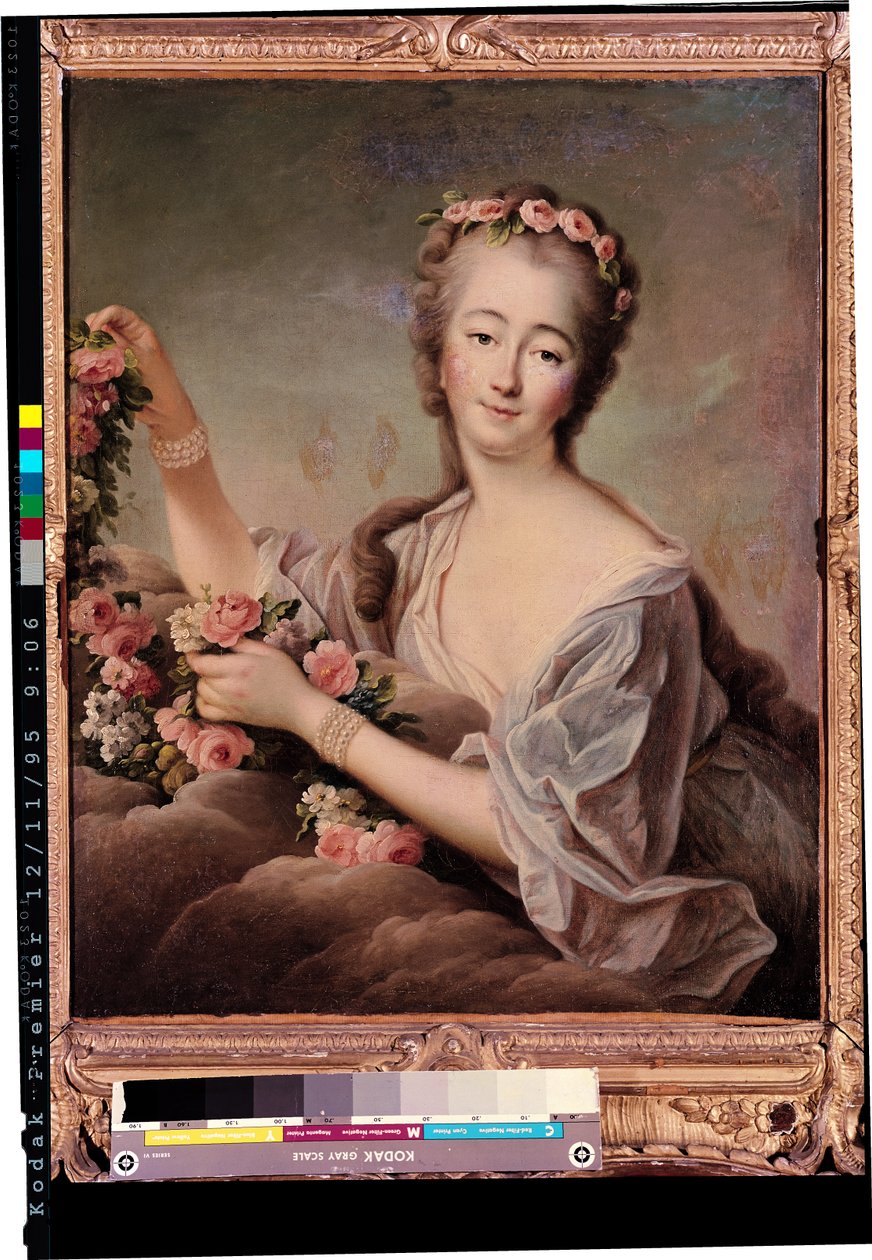作为Flora的伯爵夫人du Barry（1743-93）的肖像 作者 弗朗索瓦·休伯特·杜埃