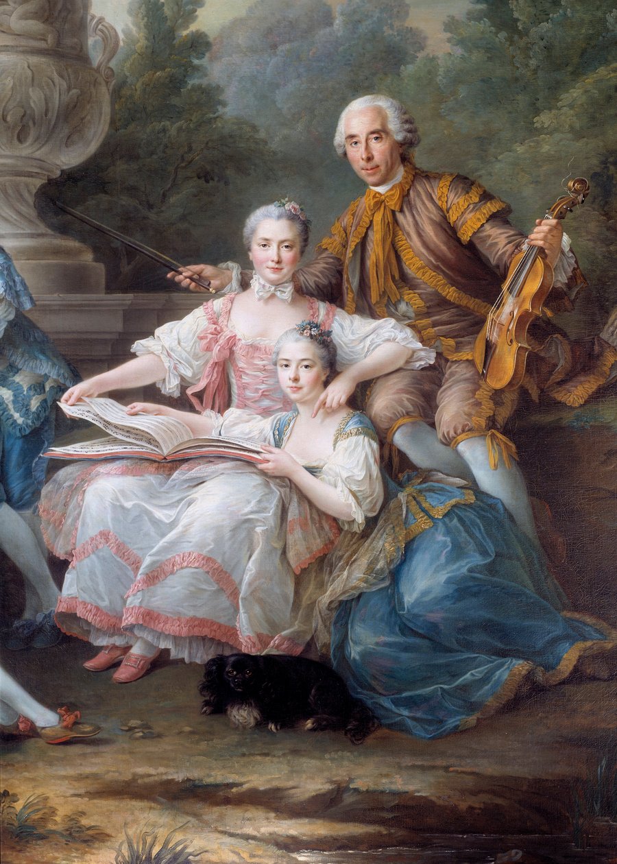 Louis Francois du Bouchet、Marquis de Sourches 和 Grand Prevot de France Detail 的家族。 弗朗索瓦·休伯特·德鲁埃 (Francois Hubert Drouais) (1727-1775) 的画作，1756 年 3.24 x 2.84 米 作者 弗朗索瓦·休伯特·杜埃