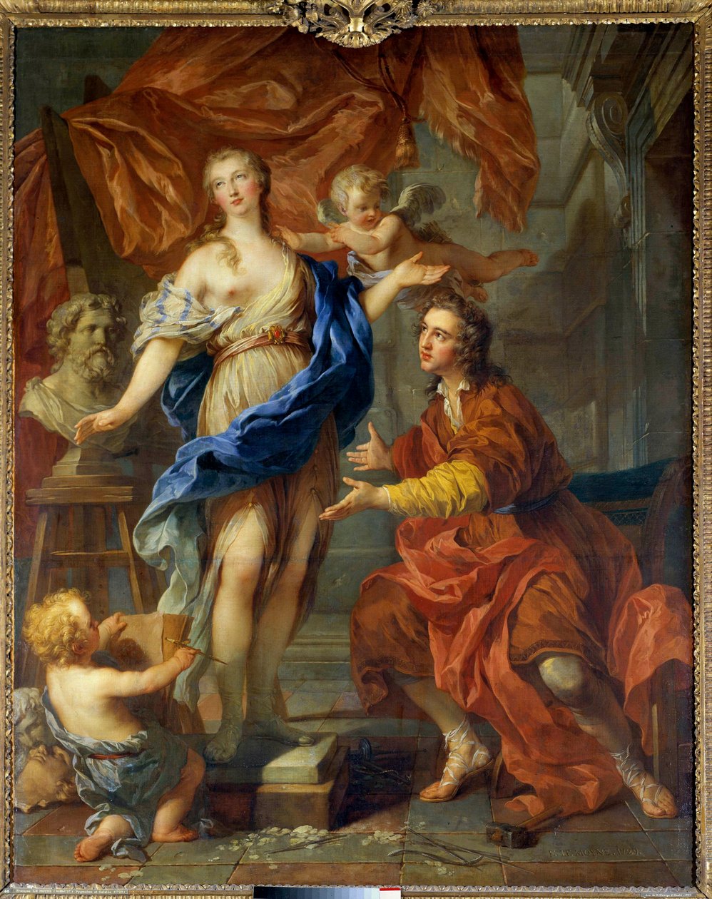 皮格马利翁看到他的动画雕像 弗朗索瓦·勒莫因 (1688-1737) 的画作。 1729. Dim 2,12 x 1,68 m Tours，Musee des Beaux Arts 作者 弗朗索瓦·勒莫恩
