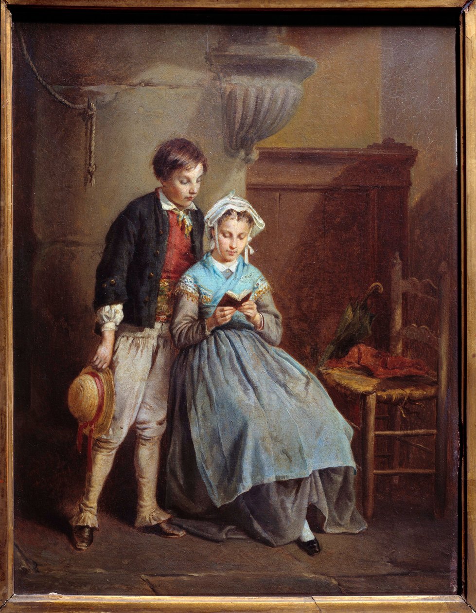 Francois Lenfant (1814-1892) 19 世纪梅斯美术博物馆的阅读绘画 作者 弗朗索瓦·路易斯·伦范