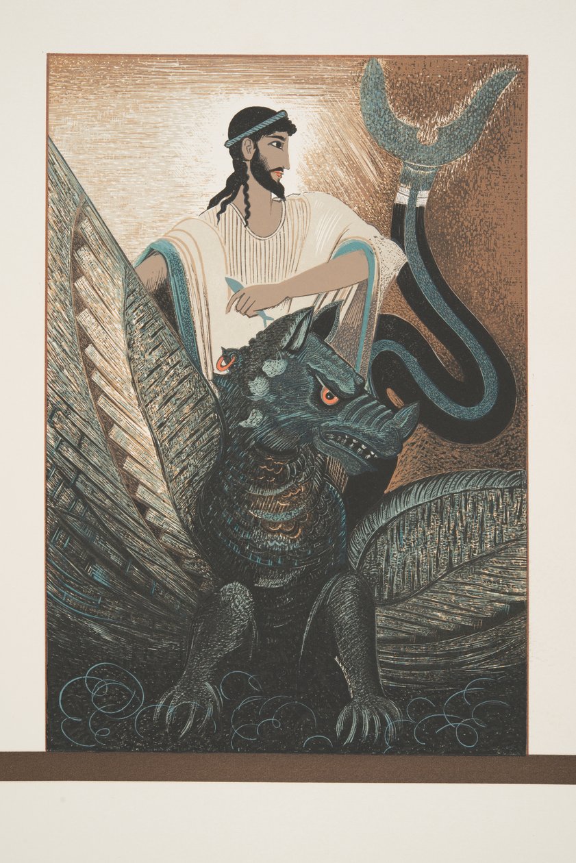 来自Prometheus的Ulysees和Dragon由Aeschylus，酒吧主办。 1941年（模版印刷） 作者 弗朗索瓦路易斯史密斯