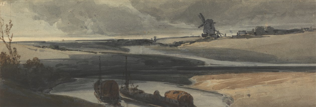 法国运河场景，1810年（纸上写着） 作者 弗朗索瓦·路易斯·托马斯·弗朗西亚