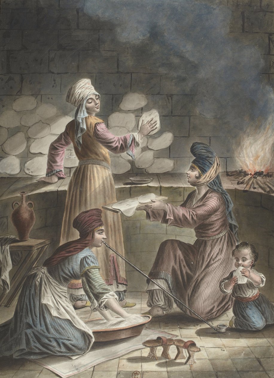 土耳其妇女烤面包，1790年 作者 弗朗索瓦·玛丽·罗塞特