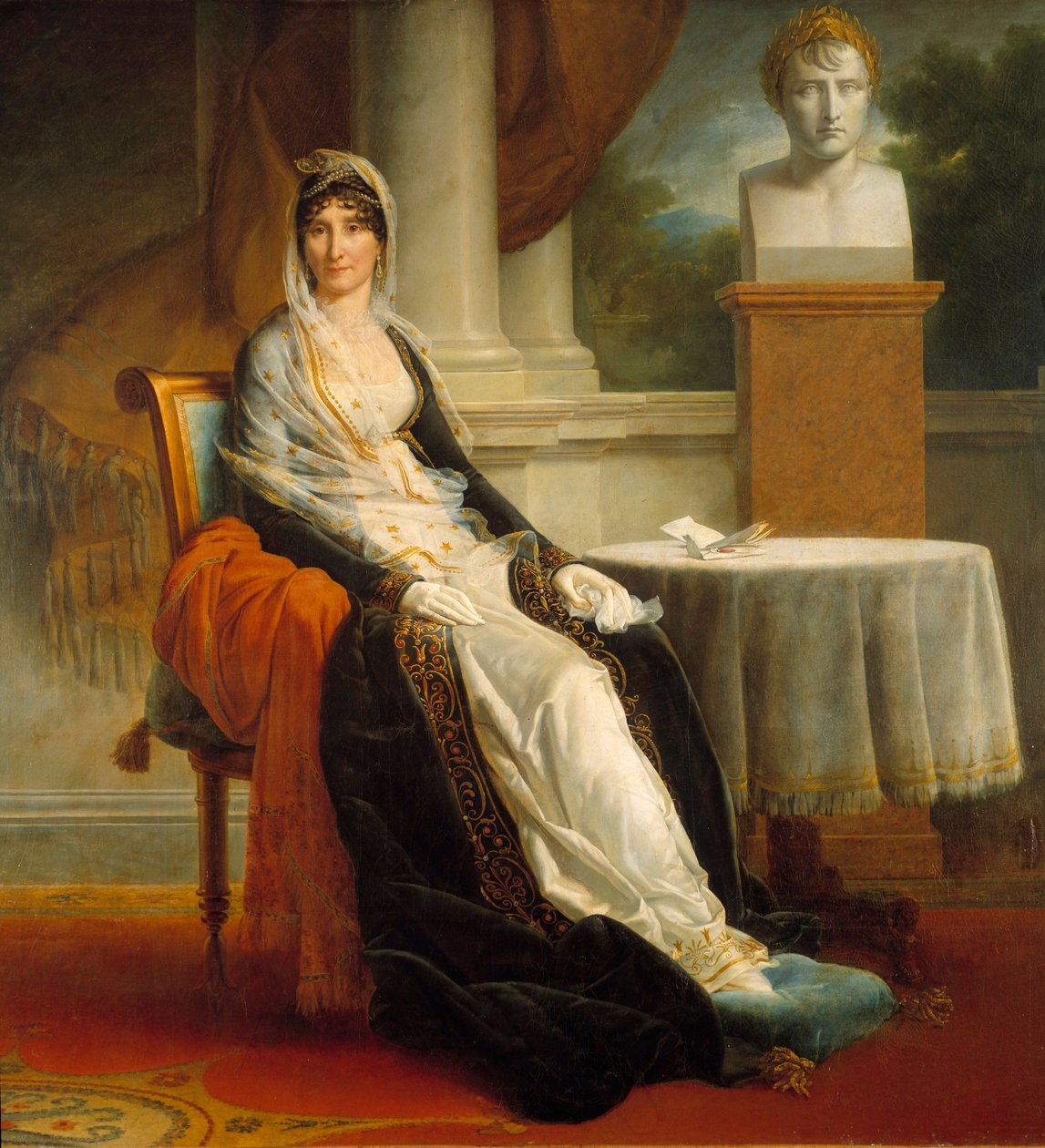莱蒂西亚·波拿巴 (Letizia Maria Ramolino)（莱蒂齐亚·玛丽亚·拉莫利诺）（Letizia Maria Ramolino）（1750-1836 年）的画像，她的儿子拿破仑一世（1769-1821 年）的半身像。 弗朗索瓦·杰拉德 (1770-1837) 1803 年作画 1,72x1,78 m Malmaison, musee du chateau - 全长肖像 作者 弗朗索瓦·帕斯卡尔·西蒙·杰拉德男爵
