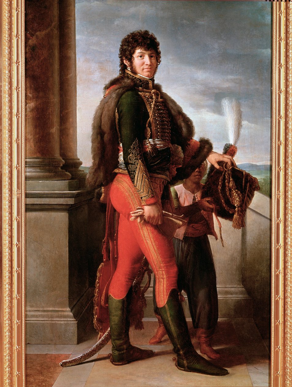 约阿希姆·穆拉特 (Joachim Murat) 身着轻骑兵制服的肖像，细节（布面油画） 作者 弗朗索瓦·帕斯卡尔·西蒙·杰拉德男爵