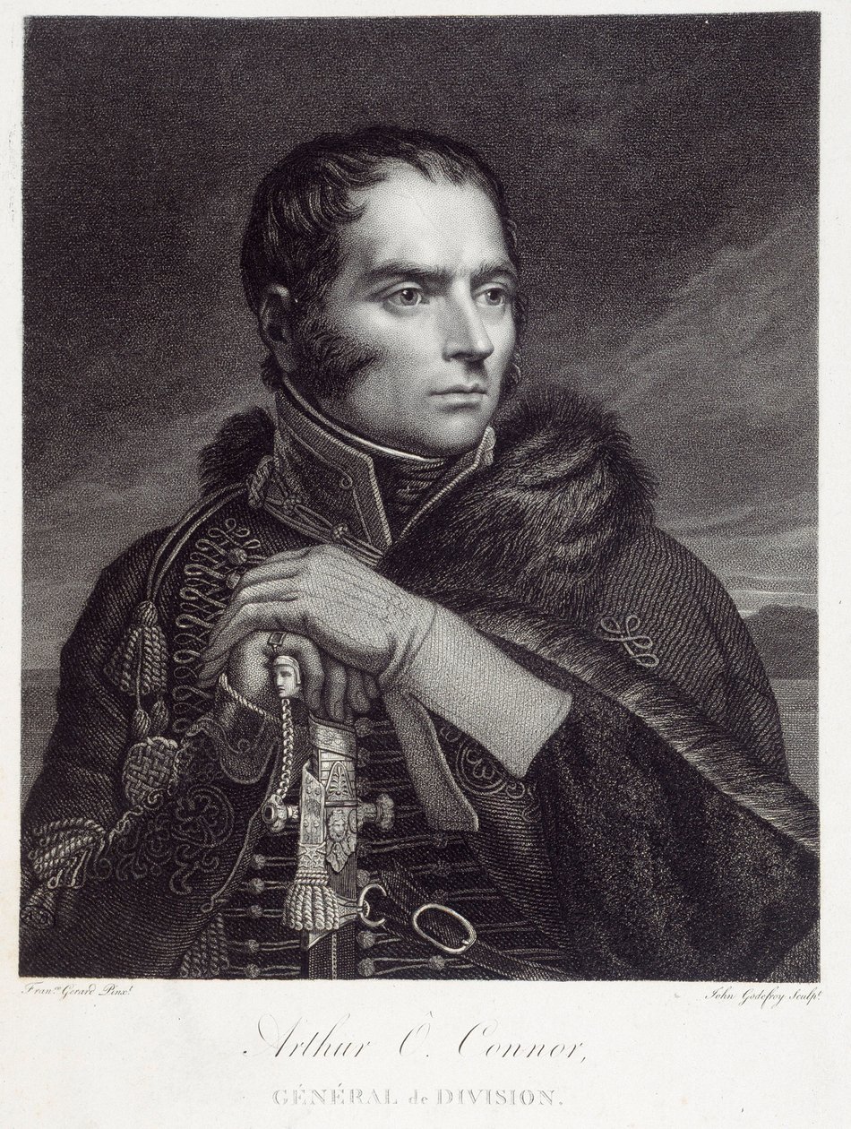 亚瑟·奥康纳少将 (1763-1852) 的肖像。 弗朗索瓦·杰拉德 (Francois Gerard) 的雕刻 (1770-1837) 作者 弗朗索瓦·帕斯卡尔·西蒙·杰拉德男爵