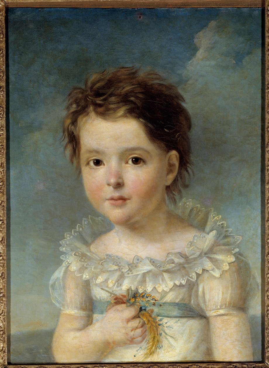 Beauharnais 皇后 Hortense (1783-1837) 的孩子肖像 她是约瑟芬·德·博哈奈 (Josephine de Beauharnais) 的女儿，也是未来拿破仑三世的母亲。 弗朗索瓦·杰拉德 (1770-1837) 18 世纪的绘画。 阿维尼翁，卡尔维特博物馆 作者 弗朗索瓦·帕斯卡尔·西蒙·杰拉德男爵