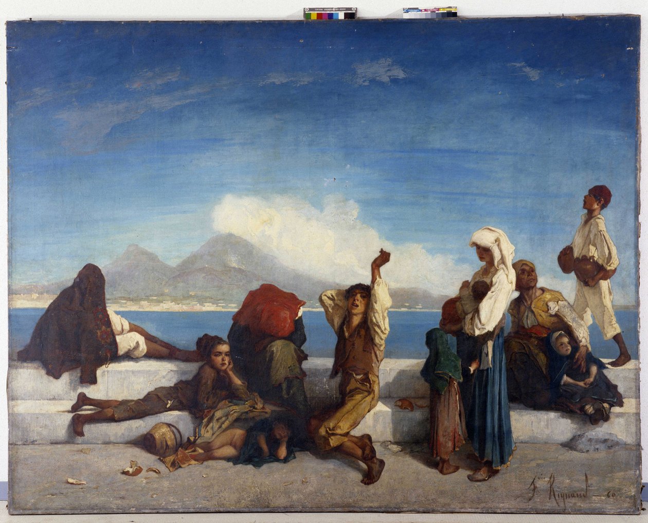 拉扎洛尼人，那不勒斯人的代表人物。那不勒斯海湾景色（布面油画） 作者 弗朗索瓦·雷诺
