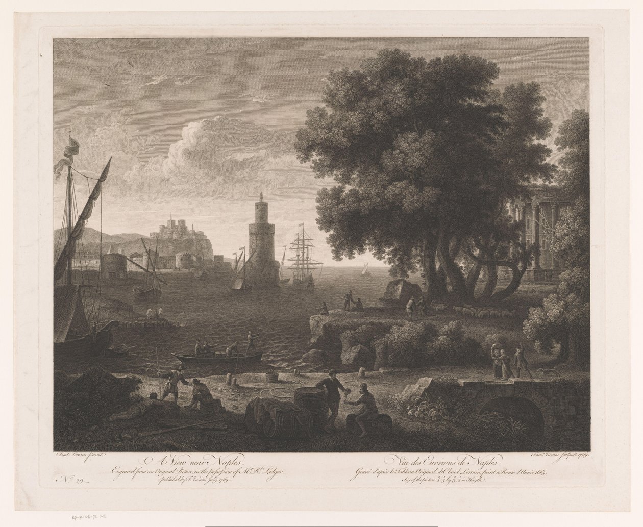 那不勒斯附近的海岸风光
那不勒斯附近的风景 / Vüe des Environs de Naples（标题见实物） 作者 弗朗索瓦·维瓦雷斯（Francois Vivares）