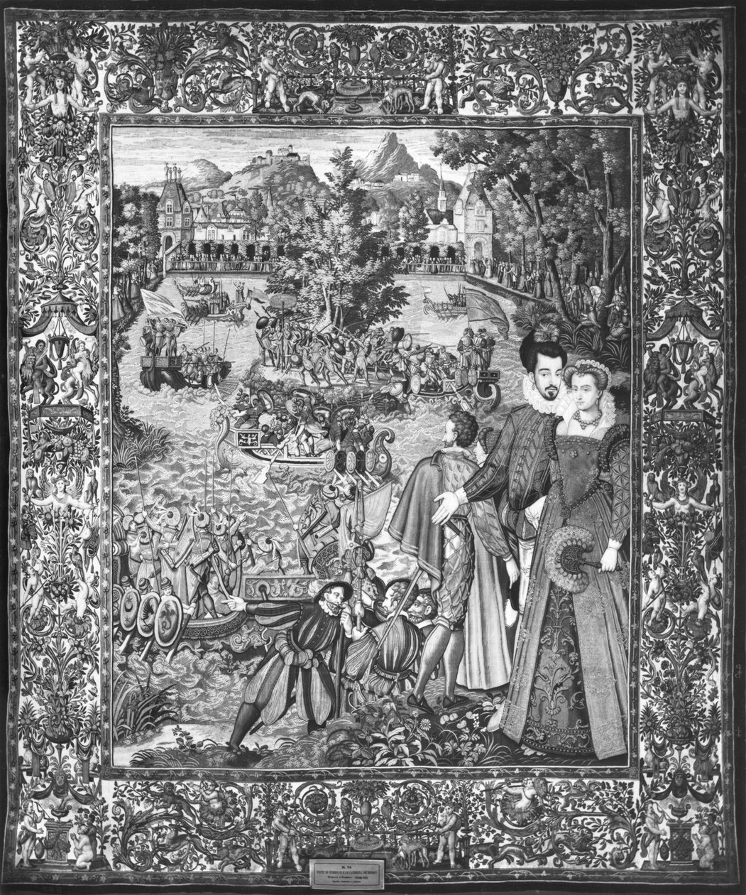 Henri III（1551-89）和Louise de Lorraine（1553-1601）布鲁塞尔研讨会，1580年的水节 作者 弗朗索瓦·康奈尔之后