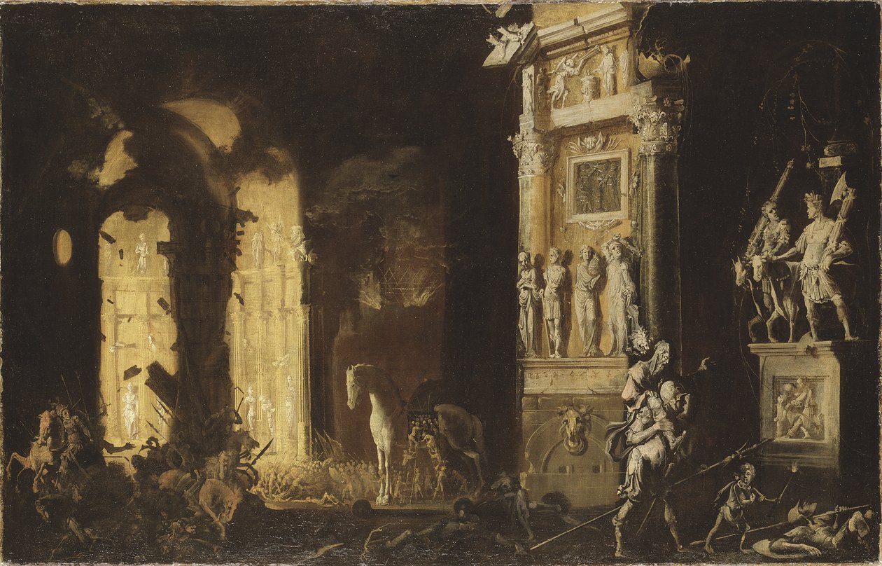 特洛伊之火与埃涅阿斯（Aeneas）携带兰花 作者 弗朗索瓦德诺姆