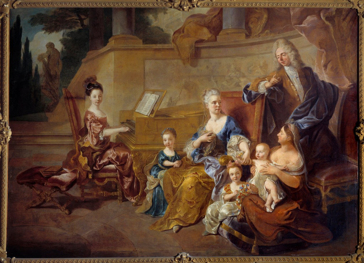 弗兰克维尔一家。 弗朗索瓦·德·特洛伊 (Francois De Troy) 的绘画 (1645 - 1730) 作者 弗朗索瓦·德·特洛伊