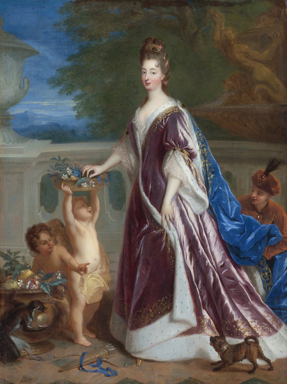 "" 巴维埃或普法尔茨 (1652-1722) 的伊丽莎白-夏洛特 (Elisabeth Charlotte) 肖像 "" (Elizabeth Charlotte, Princess Palatine) 弗朗索瓦·德特洛伊 (1645-1730) 绘画，17 世纪私人收藏 作者 弗朗索瓦·德·特洛伊